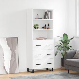 vidaXL Vidaxl - Aparador Alto Madera Contrachapada Blanco 69,5x34x180 Cm