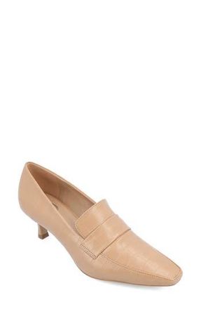 Journee Collection Celina Croc Embossed Loafer Pump - Wide Width Available in Tan at Nordstrom Rack, Size 6.5