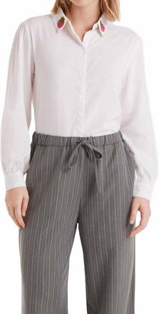 Compa&ntilde;&iacute;afant&aacute;stica Strawberry Collar Shirt In White
