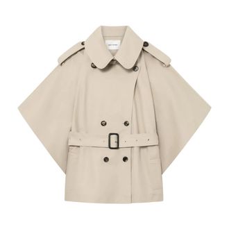 Mark Kenly Domino Tan Jassen, Dames, Beige, S, Cristina Short Cape Trench Coat