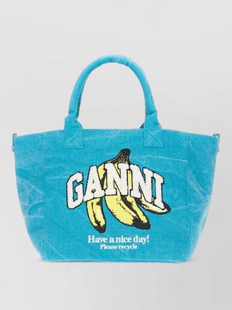 Ganni canvas tote bag graphic print structure