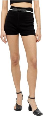Max Mara Korte Broeken, Dames, Zwart, XS, Katoen, Belted Knit Shorts