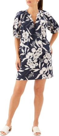 Karen Kane Puff Sleeve Cotton Peasant Minidress in Floral Print at Nordstrom, Size X-Small