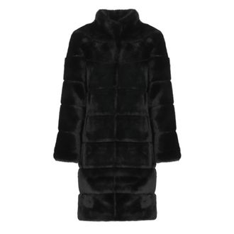 Betta Corradi Jassen, Dames, Zwart, M, Polyester, Faux Fur Jas