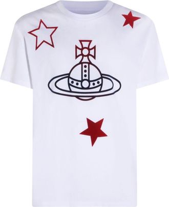 Vivienne Westwood White Multicolor Star Print Orb T-Shirt