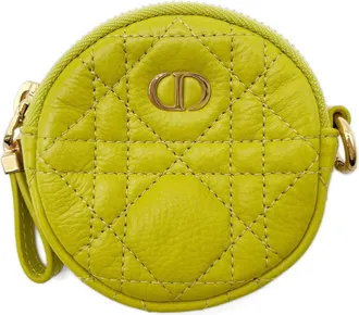Dior Green Yellow Leather Coin Purse/Coin Case (Pre-Owned)