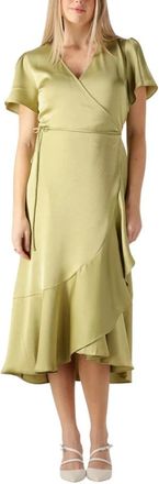 Notre-V Kleedjes, Dames, Groen, L, Denim, Groene Midi Jurk Nv-Frida Stijl