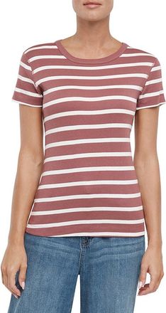 Three Dots Cotton Crewneck T-Shirt in Crushed Berry Stripe at Nordstrom Rack, Size X-Large