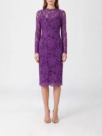 Dolce & Gabbana Abito tubino midi in pizzo a maniche lunghe