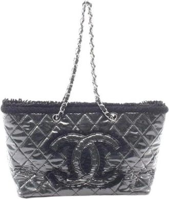 Chanel Pre-owned Patent Toile Funny Tweed Tote Bag - Dames - Vintage Shopper - Zwart - ONE Size - Tweed - Vintage
