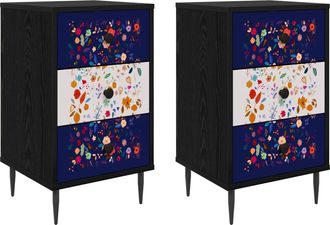 vidaXL Mesa De Noche Mainz 2 Uds. Roble Negro 36 X 33 X 61 Cm Vidaxl