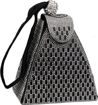 Generic Crystal Pyramid Handbag,Rhinestone Triangle Geometric Clutch Purse for Women, Evening Bags for Party Wedding Engagement, Black