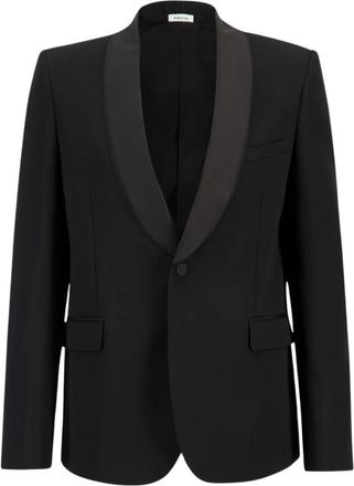 Alexander McQueen Frayed Lapel Single-breasted Jas - Heren - Blazers - Zwart - L - Wol - Jassen