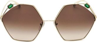 Bulgari Ladies Gold Tone Geometric Sunglasses 0BV6160-20148G