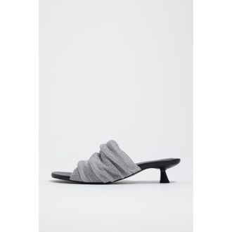 Bimba & Lola Mesh Low-Heel Sandals in Silver at Nordstrom, Size 39