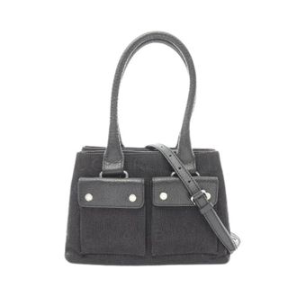 Bulgari Pre-owned Handbags, female, Black, Size: ONE SIZE Pre-owned Logo Mania Canvas Leather Handbag