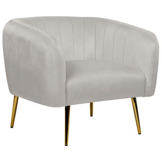 Beliani Beliani - Sill&oacute;n De Terciopelo Gris Claro Dorado Respaldo Patas Metal Glamour Laconia