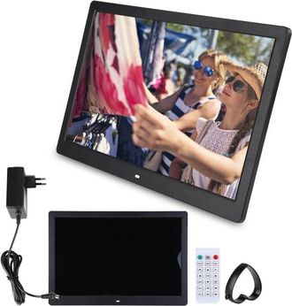 OEM Marco De Fotos Digital De 15,4 Pulgadas, 1280x800 Hd, Despertador, Reproductor, Mando A Distancia, Enchufe Europeo, 100-240 V (negro)
