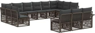 vidaXL Conjunto De Sof&aacute;s De Jard&iacute;n 13 Uds. Gris Rat&aacute;n Sint&eacute;tico Vidaxl