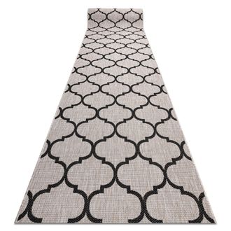 RugsX Rugsx - Alfombra De Pasillo Sizal Floorlux Modelo 20608 Espaldera Marroqu&iacute; Plateado / Negro 120 Cm Beige 120x1400 Cm