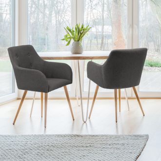 IDMarket Idmarket - Lote De 2 Sillas De Comedor Escandinavas Dania Gris Antracita