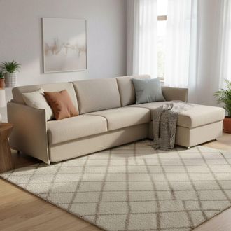 Dmora Sof&aacute; Cama Con Chaise Longue Sumirago, Desenfundable, Almacenaje Hecho En Italia, Hidrorepelente Multiposici&oacute;n, 260x160 Cm Gris Topo
