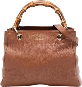 Gucci Pre-owned Handbags, female, Brown, Size: ONE SIZE Pre-owned Bamboo Shopper Satchel