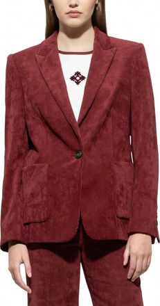 Luisa Cerano Corduroy One Button Blazer In Berry Red