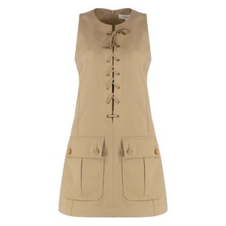 Chloé Kleedjes, Dames, Bruin, S, Katoen, Cotton satin dress