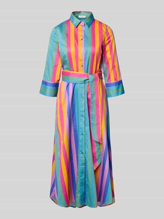 Christian Berg Hemdblusenkleid mit 3/4-Arm und Bindeg&uuml;rtel in Blau, Gr&ouml;&szlig;e 42