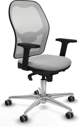 Piqueras y Crespo Piqueras Y Crespo - Jorquera Sincro Malla Blanca Similpiel Gris Claro Brazos 2d Base Aluminio Ruedas 65mm Engomada