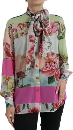 Dolce & Gabbana Womens Floral Silk Shirt Tsh84798 - Light Pink - Size EU 40 (Womens)