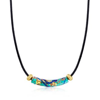 Ross-Simons Italian Multicolored Murano Glass Bead Necklace With Black Cord