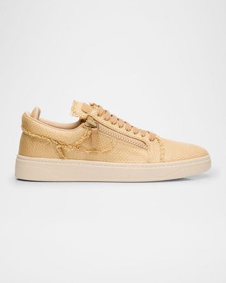 Giuseppe Zanotti Mens Mitha Raffia Low-Top Sneakers