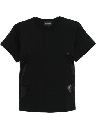 Emporio Armani Tops, Dames, Zwart, XS, Katoen, Logo Katoenen T-shirt voor Vrouwen