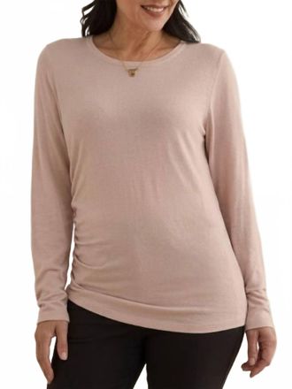 Tribal Ruched Side Knit Top In Rose Pink