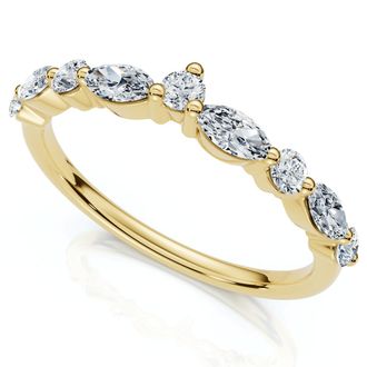 Pompeii3 90Ct Marquise Curved Diamond Wedding Ring 14k Gold or Platinum Lab Grown