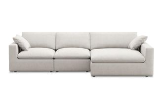 Castlery Modular Customized Wide Chaise Sectional Sofa with Machine Washable Covers and Feather-filled Cushions - Ivory by Castlery