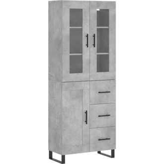 vidaXL Vidaxl - Aparador Alto Madera Contrachapada Gris Hormig&oacute;n 69,5x34x180 Cm