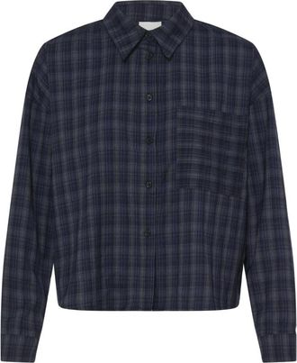Ichi Geruit Overhemd - Dames - Overhemden - Blauw - XS - Overhemden