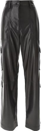 Msgm Faux Leren Cargo Broek - Dames - Straight fit broeken - Zwart - M - Leer - Broeken