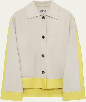 Loewe Turn Up Leather Colorblock Jacket