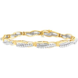 House of Brilliance 14K Yellow Gold Round and Baguette Cut Winding Love Diamond Bracelet at Nordstrom