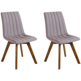 Beliani Beliani - Set di 2 Sedie da Pranzo Gambe in Legno e Tessuto Grigio Talpa Calgary