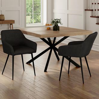 IDMarket Lote De 2 Sillas Y Sillones De Comedor Jany De Pana Negra