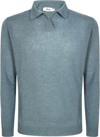 Altea Virgin Wool Cashmere-Blend Long-Sleeve Knit Polo Shirt