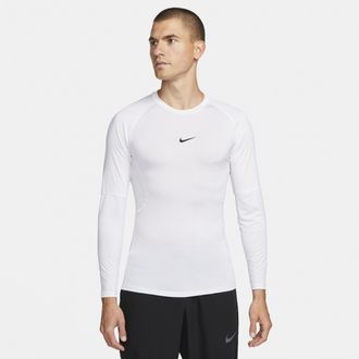 Nike Mens Nike Pro Dri-FIT Tight Long-Sleeve Fitness Top in White | FB7919-100