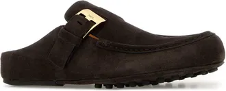 Tod's Womens Dark Brown Suede Slippers Palissan Flat Shoes