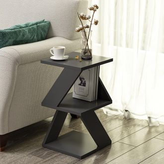 Dmora Mesa De Centro Rubiana, 2 Compartimentos, Cuadrada, Tabl&oacute;n De Madera Noble, 30x30x50h Cm Negro