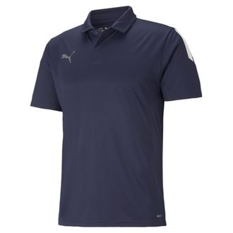 Puma Poloshirt PUMA TEAMLIGA SIDELINE POLO, Herren, Gr. XXL, blau (peacoat, puma wei&szlig;), Interlock, Obermaterial: 100% Polyester, unifarben, regular fit nor